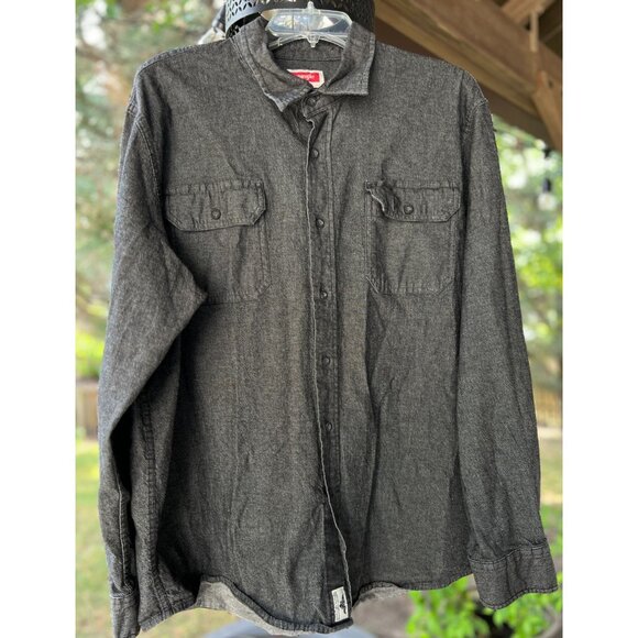 Wrangler Jean Shirt Mens XL Flex for Comford Stretch Black Workwear Rodeo Cowboy - Picture 2 of 13